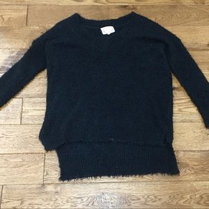 oversized black fuzzy sweater